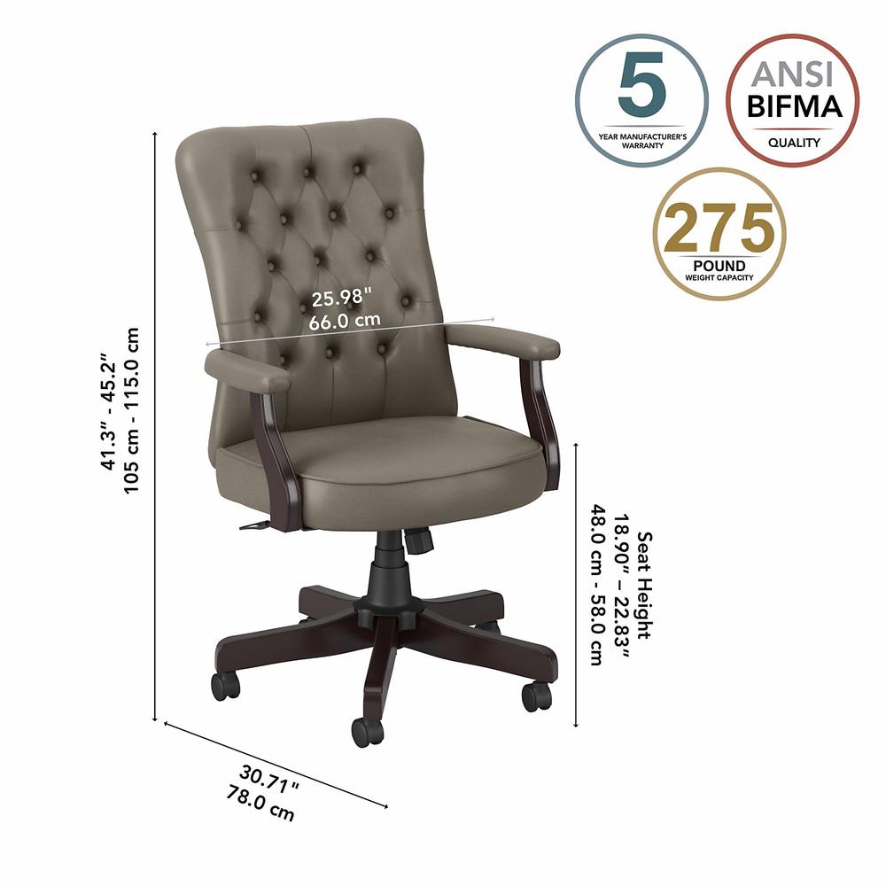 Bush Furniture Mayfield High Back Tufted Office Chair with Arms. Picture 5