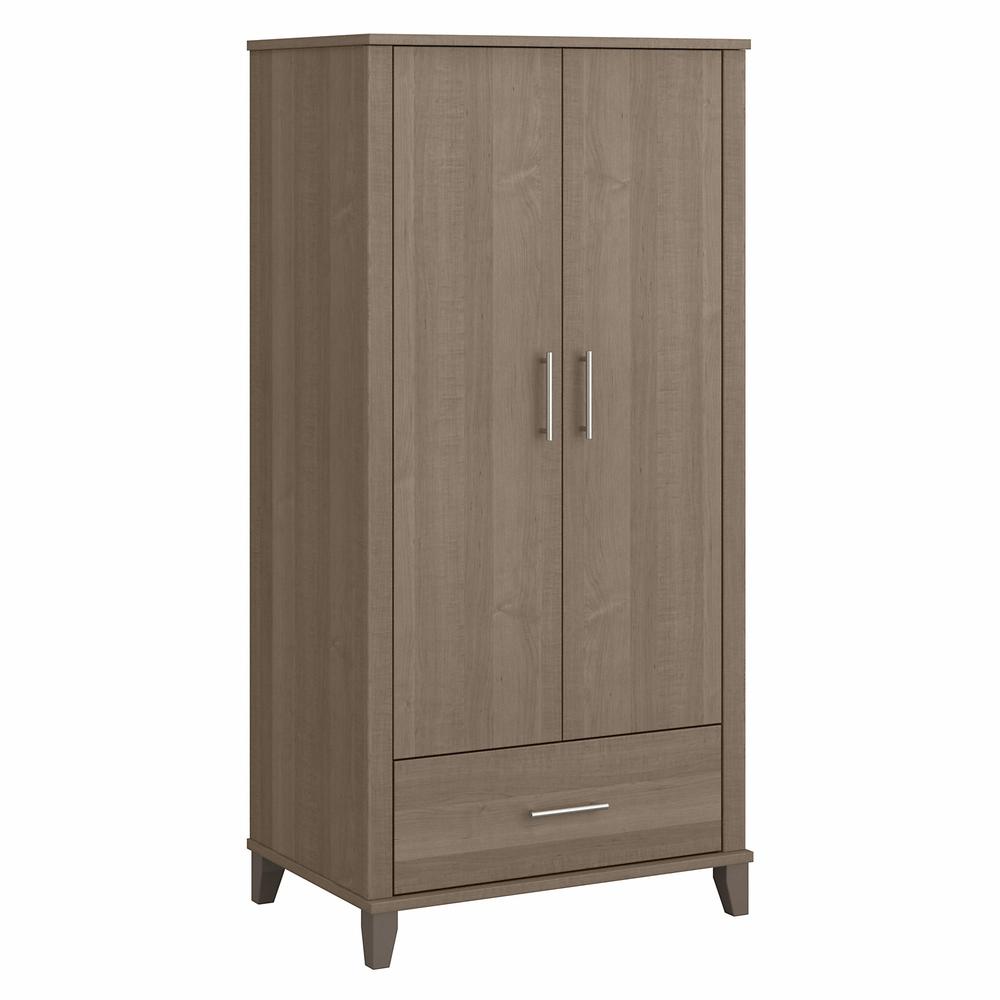 Bush Furniture Somerset Tall Storage Cabinet with Doors and Drawer, Ash Gray. Picture 1