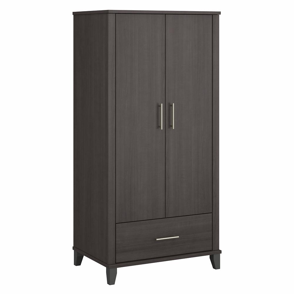 Bush Furniture Somerset Tall Entryway Cabinet with Doors and Drawer, Storm Gray. Picture 1