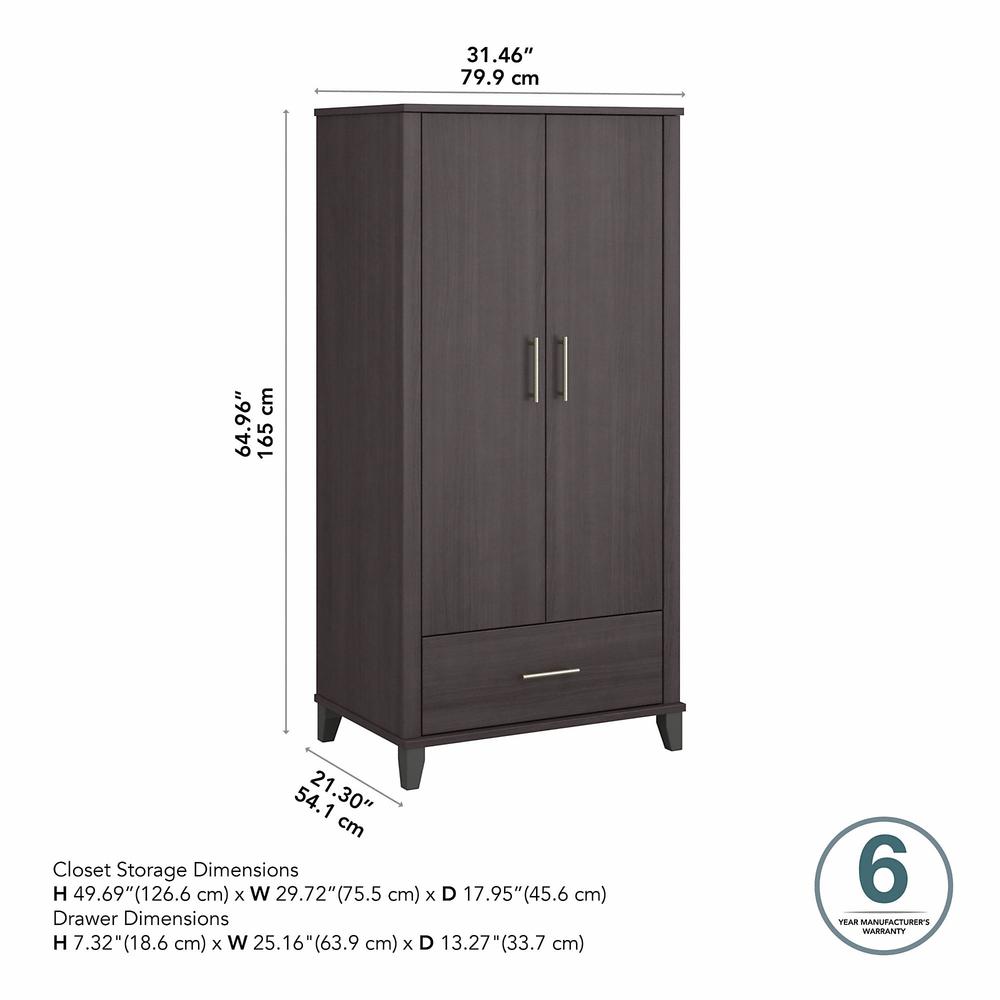 Bush Furniture Somerset Tall Entryway Cabinet with Doors and Drawer, Storm Gray. Picture 5