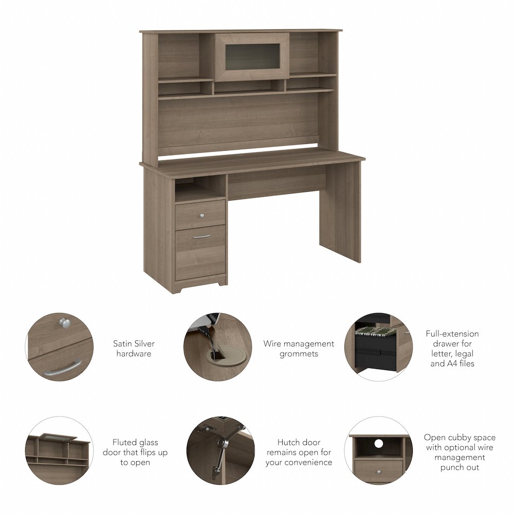 Cabot 60W Computer Desk with Hutch. Picture 8
