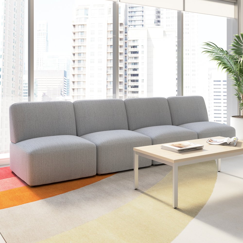 Assemble Modular 4 Seater Sectional Lounge Sofa in Fog Fabric. Picture 2