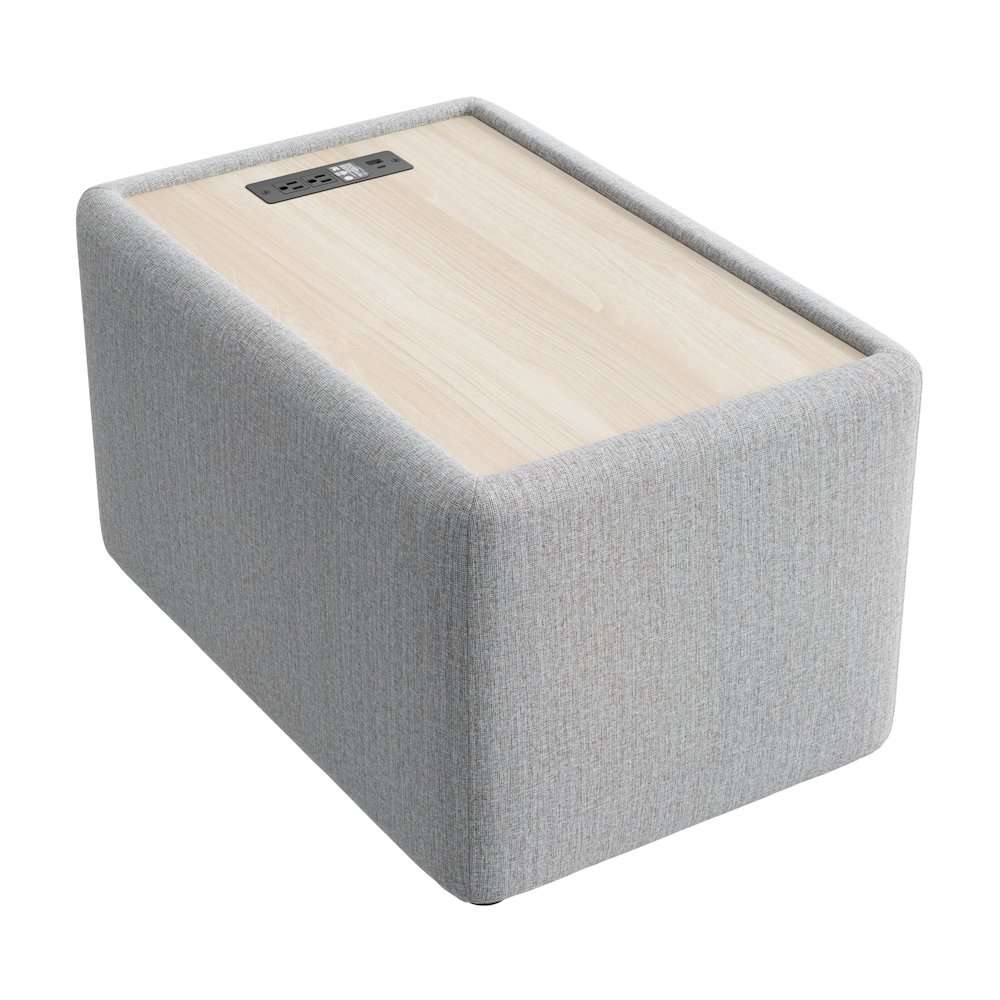 Assemble Modular Side Table with Charging Station in Fog Fabric. Picture 1