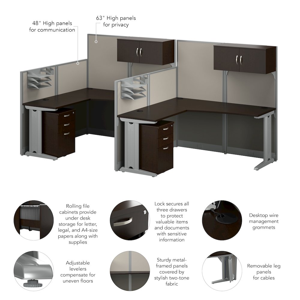 2 Person L Shaped Cubicle Desks with Storage, Drawers, and Organizers. Picture 8