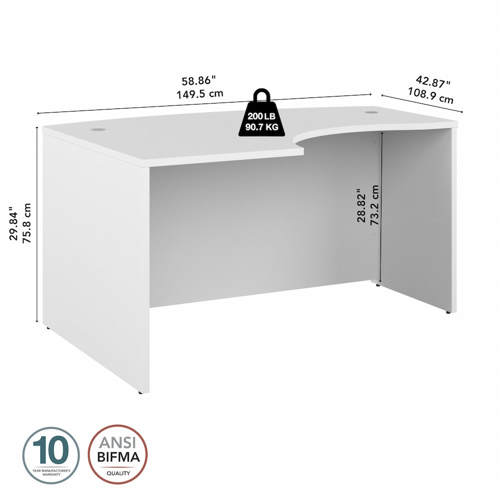 Studio C 60W x 43D Left Hand L-Bow Desk Shell. Picture 7