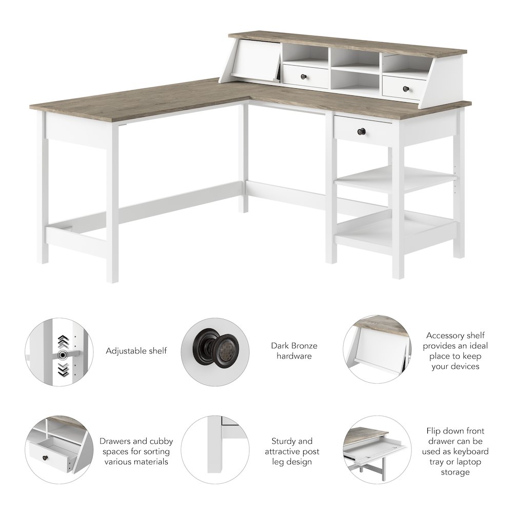 Mayfield 60W L Shaped Computer Desk with Desktop Organizer. Picture 8