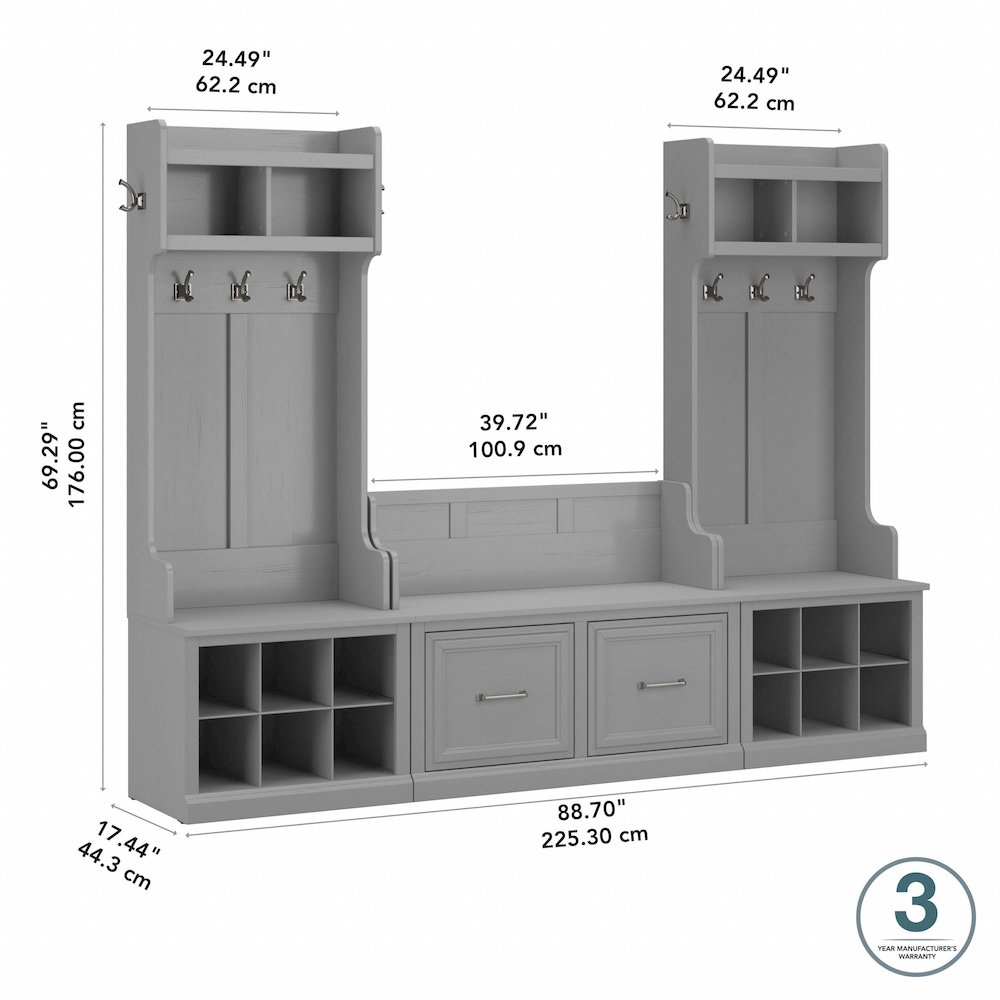 Woodland Entryway Storage Set with Hall Trees and Shoe Bench with Doors. Picture 10