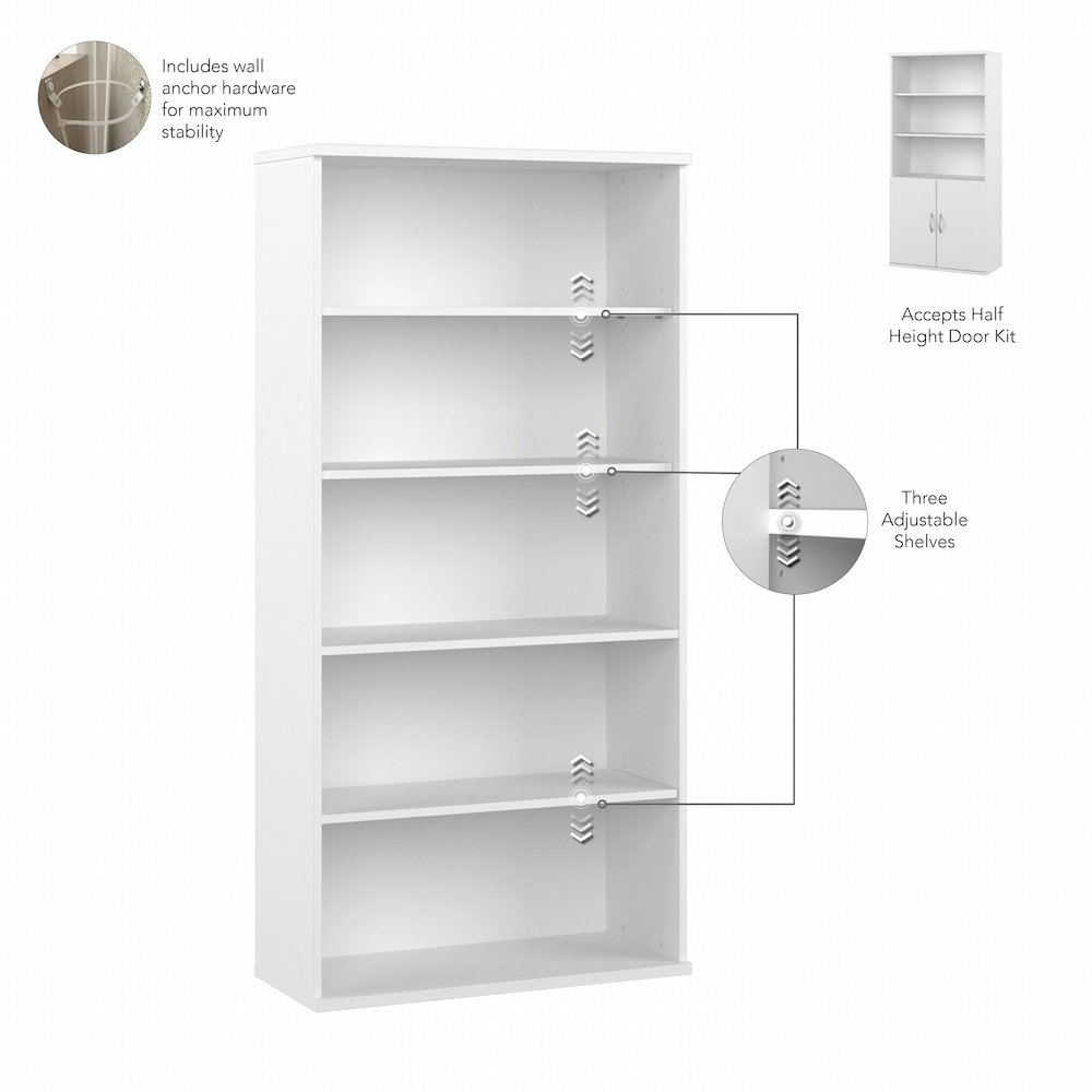 Hybrid Tall 5 Shelf Bookcase. Picture 5