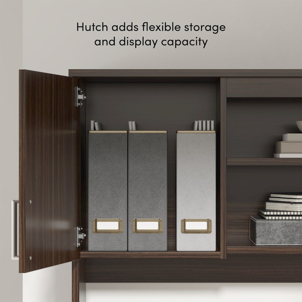 65W U-Shaped Desk with Hutch, Lateral File Cabinet, and Bookcase. Picture 5