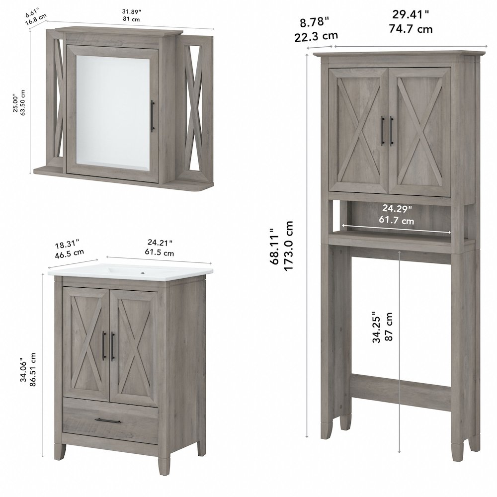 24W Bathroom Vanity Sink with Mirror and Over The Toilet Storage Cabinet. Picture 10