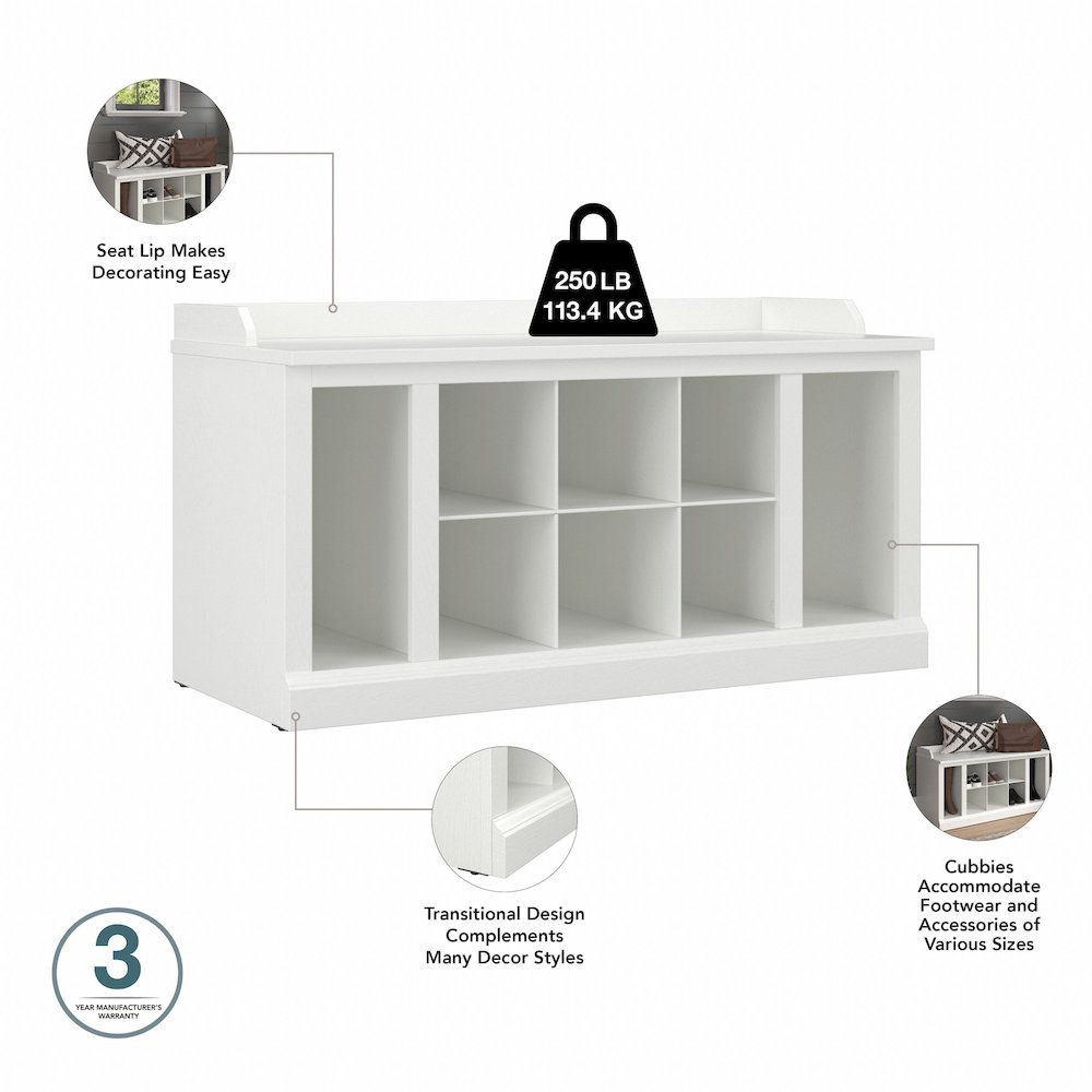 Woodland 40W Shoe Storage Bench with Shelves. Picture 6