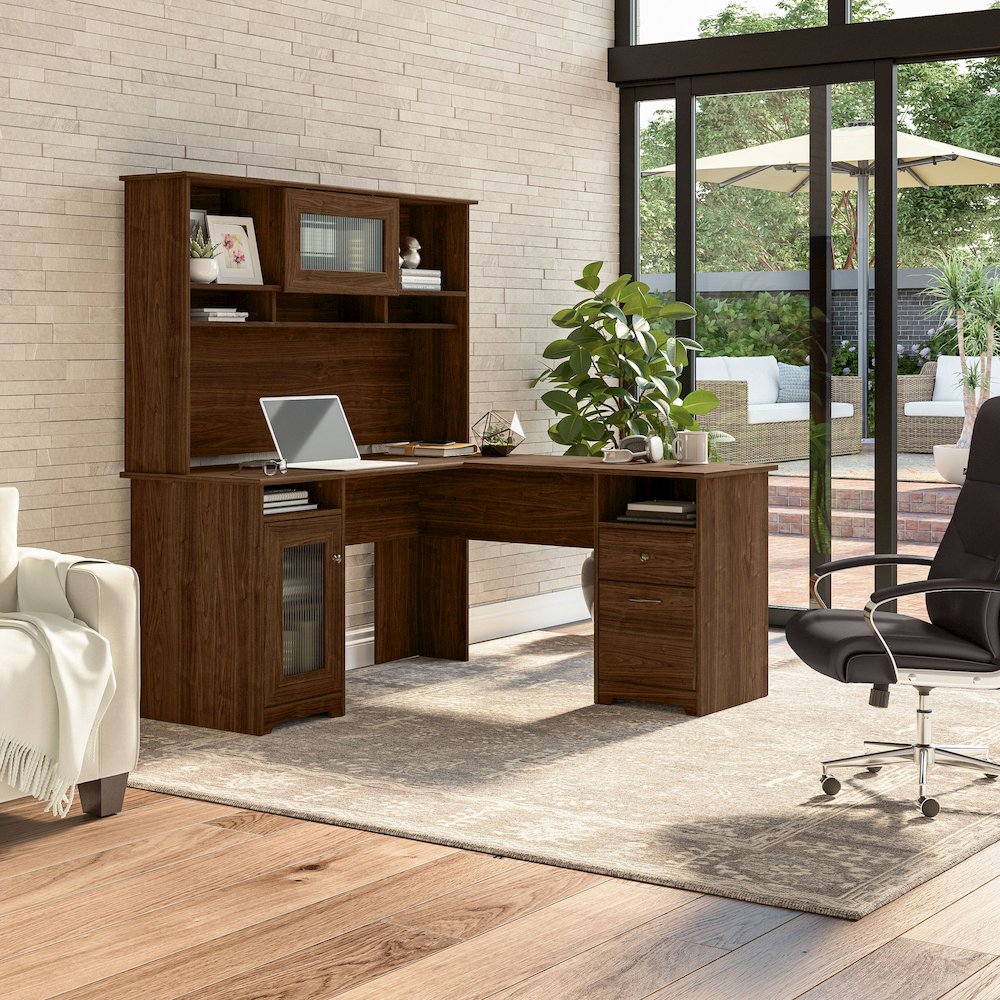 Cabot 60W L Shaped Computer Desk with Hutch and Storage. Picture 2
