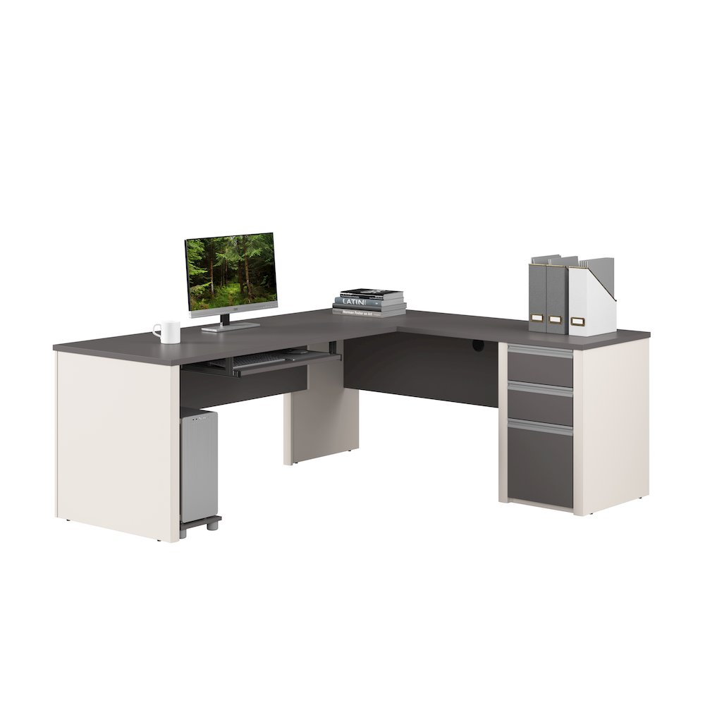 72W L-Shaped Desk with Pedestal. Picture 1