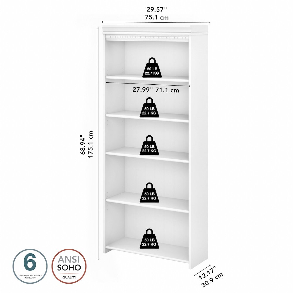 Fairview Tall 5 Shelf Bookcase. Picture 5