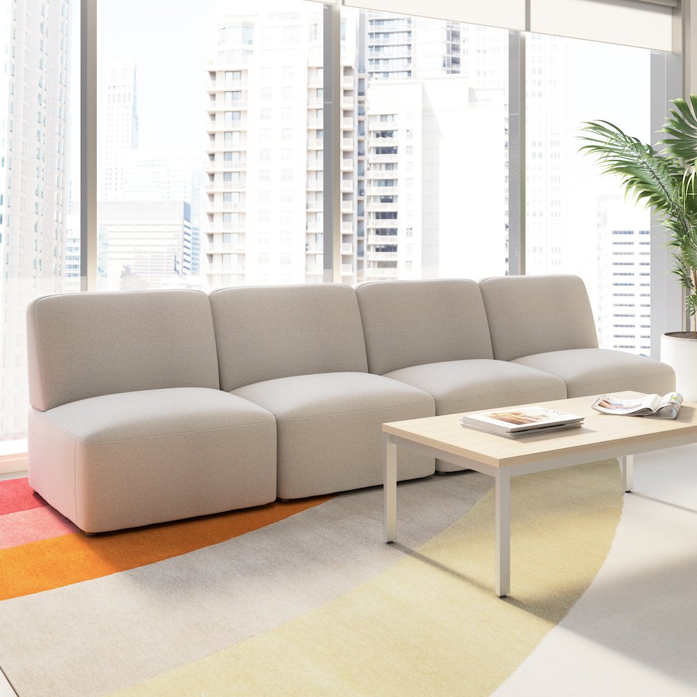Assemble Modular 4 Seater Sectional Lounge Sofa in Oat Fabric. Picture 2