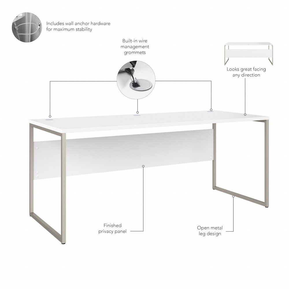 Hybrid 72W x 30D Computer Table Desk with Metal Legs. Picture 7