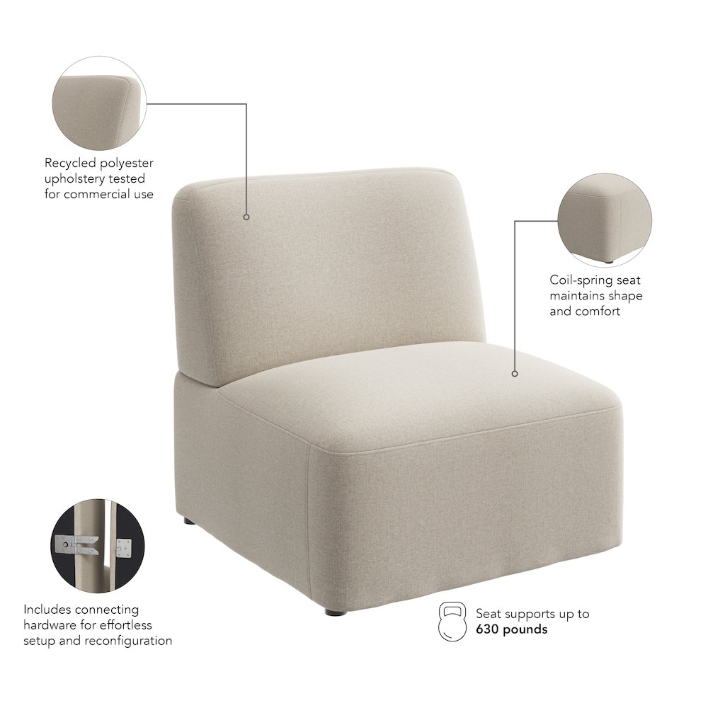 Assemble Modular Armless Lounge Chair in Oat Fabric. Picture 7