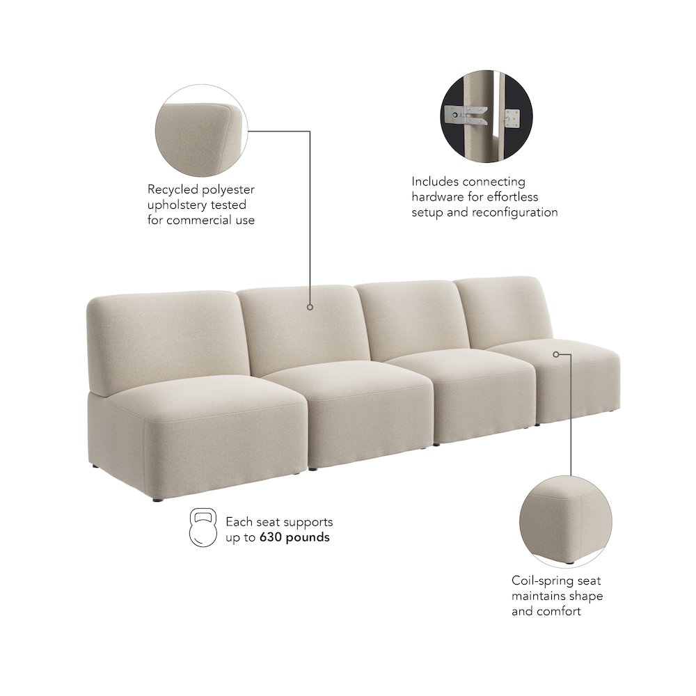 Assemble Modular 4 Seater Sectional Lounge Sofa in Oat Fabric. Picture 7