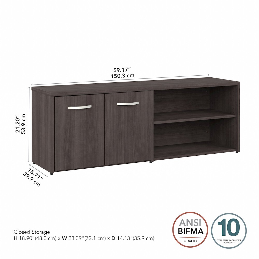Hybrid Low Storage Cabinet with Doors and Shelves. Picture 8