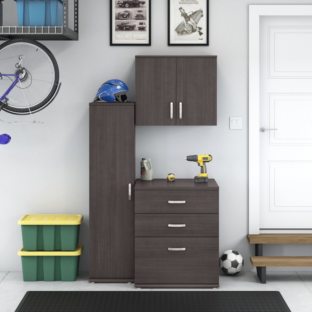 Universal 3 Piece Modular Garage Storage Set with Floor and Wall Cabinets. Picture 2