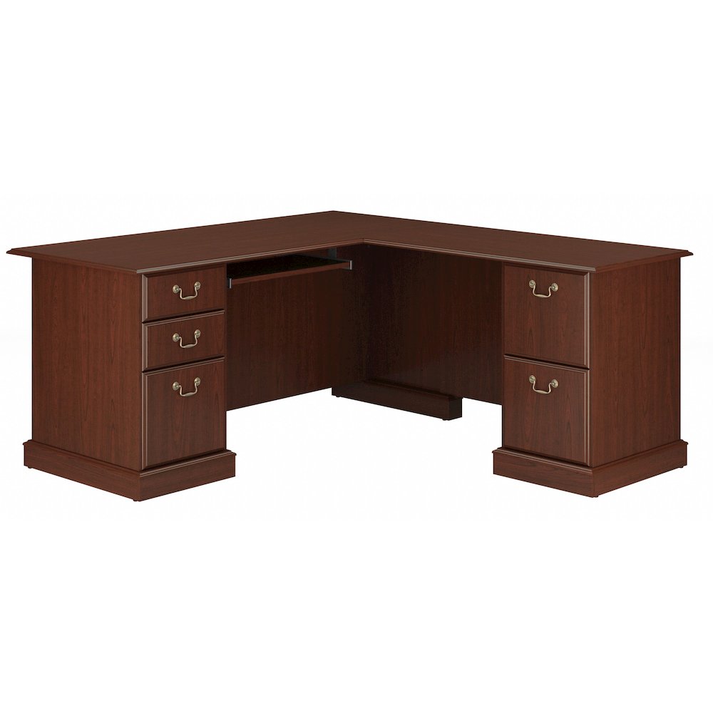 Saratoga L Shaped Computer Desk with Drawers. Picture 1