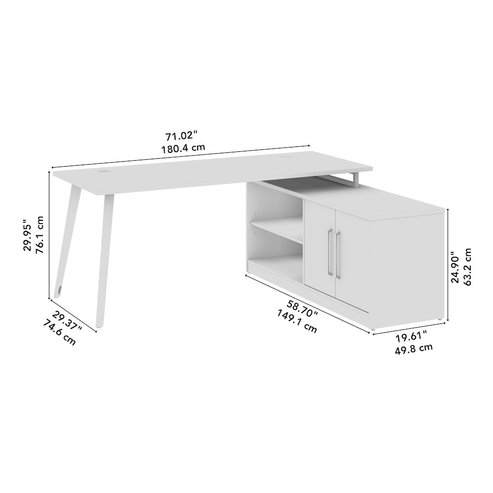 Vista 72W L Shaped Desk with Splayed Metal Legs and Low Storage Cabinet. Picture 12