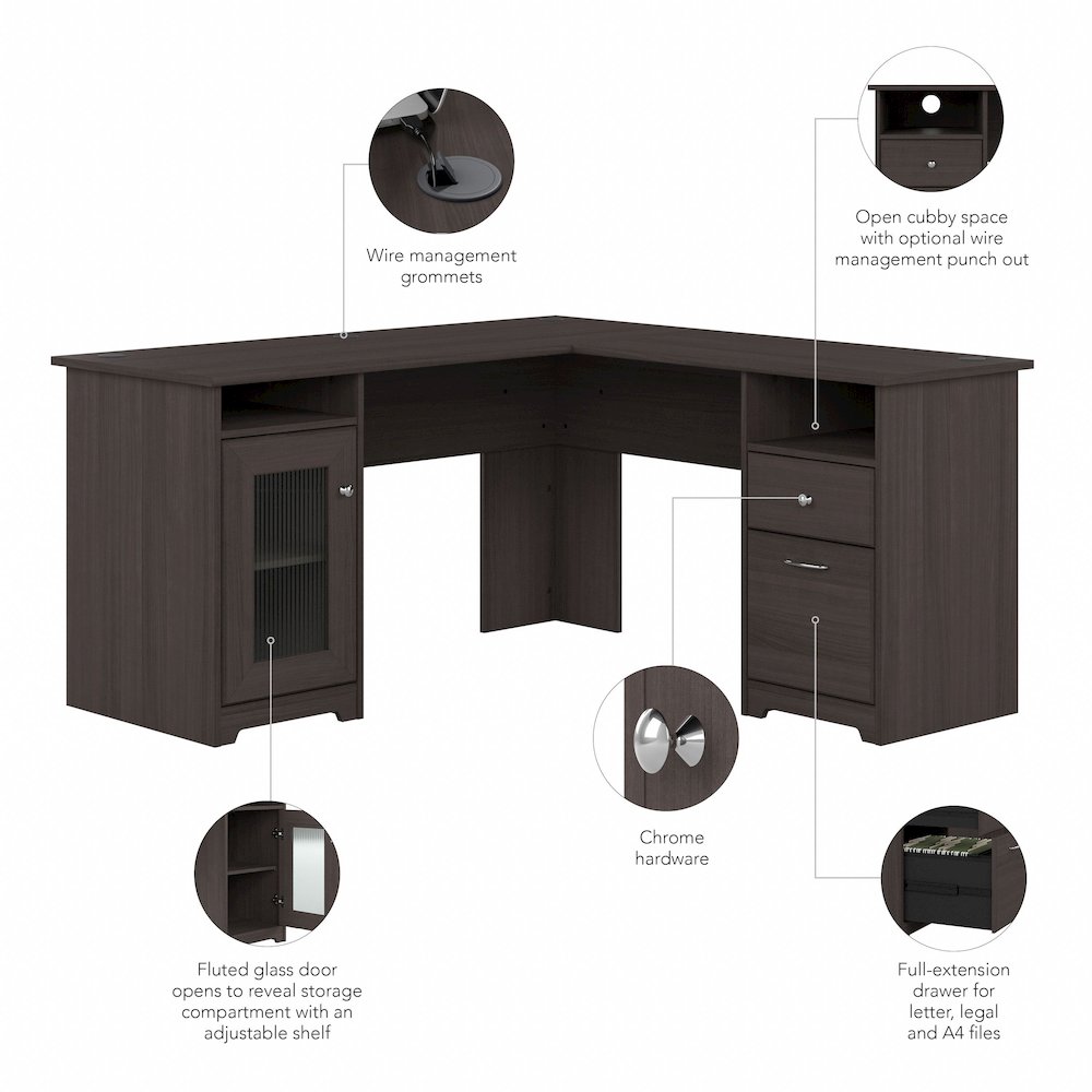 Cabot 60W L Shaped Computer Desk with Storage. Picture 8