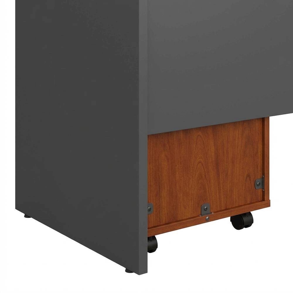 Modern Office Desk With Mobile File Cabinet In Hansen Cherry Finish. Picture 6