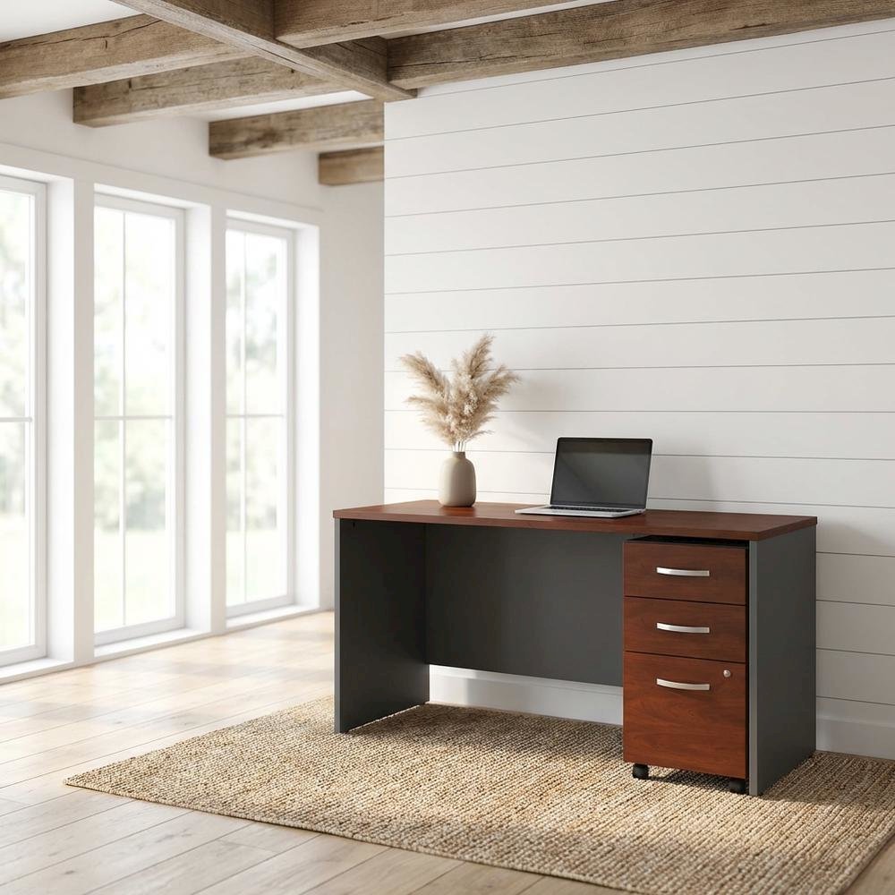 Office Desk With Mobile File Cabinet In Hansen Cherry Finish. Picture 2