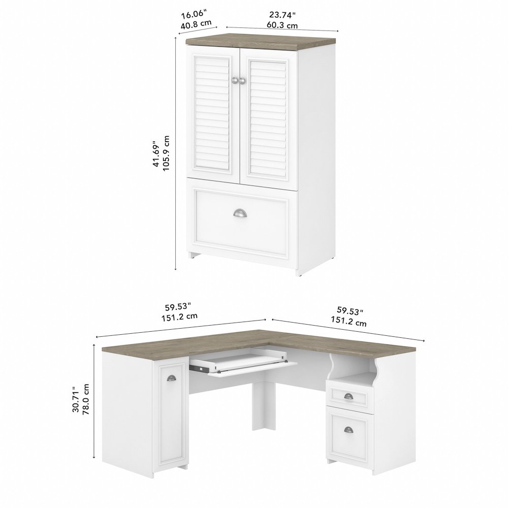 Fairview 60W L Shaped Desk and 2 Door Storage Cabinet with File Drawer. Picture 11