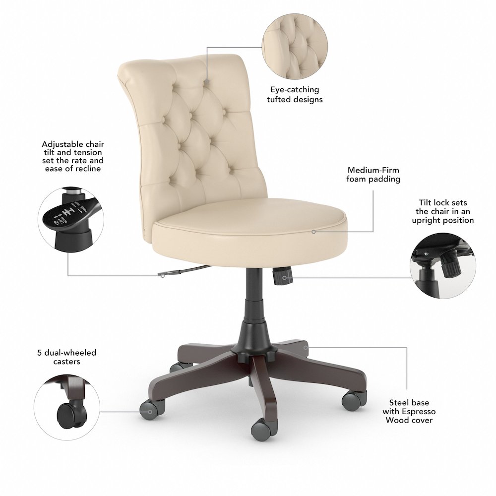 Arden Lane Mid Back Tufted Office Chair. Picture 7