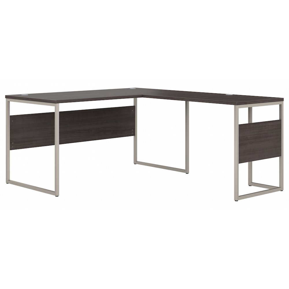 Hybrid 60W x 30D L Shaped Table Desk with Metal Legs. Picture 1