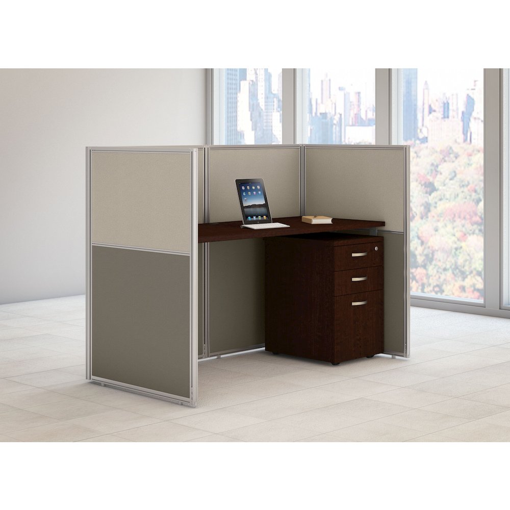 Easy Office 60W Cubicle Desk with File Cabinet and 45H Closed Panels Workstation. Picture 2