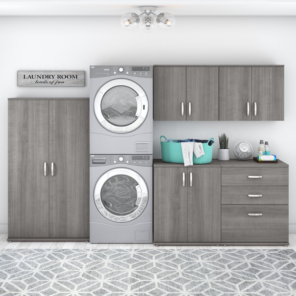 Universal 5 Piece Modular Laundry Room Storage Set with Floor and Wall Cabinets. Picture 2