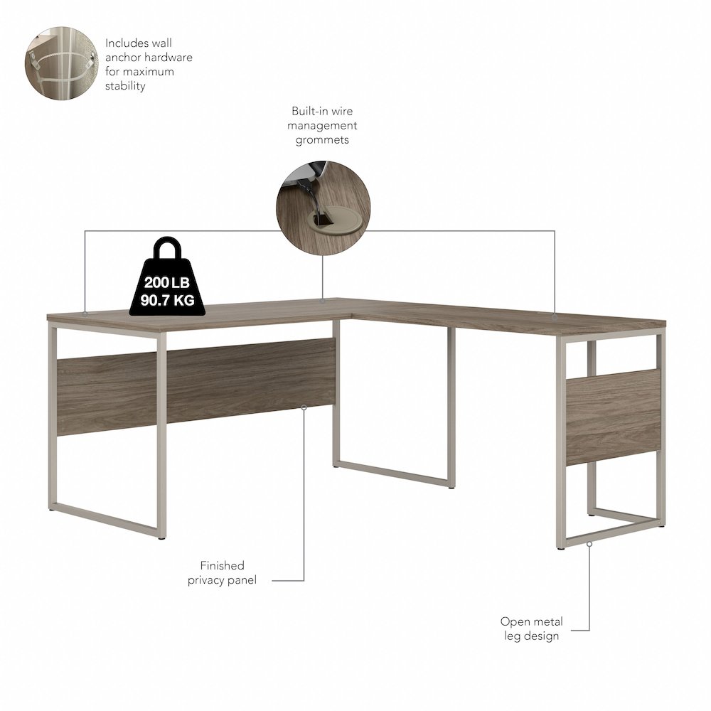Hybrid 60W x 30D L Shaped Table Desk with Mobile File Cabinet. Picture 8