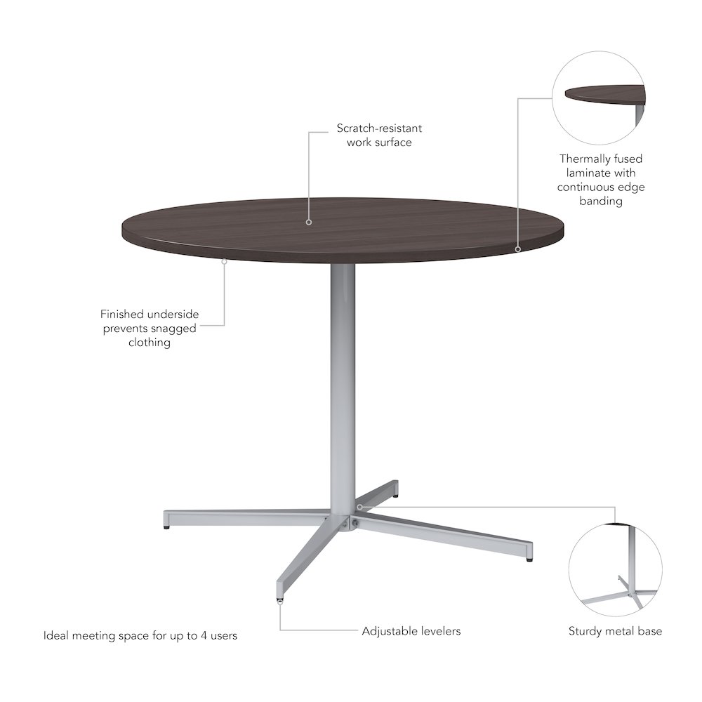 42-inch Round Conference Table with Metal Base in Storm Gray. Picture 6