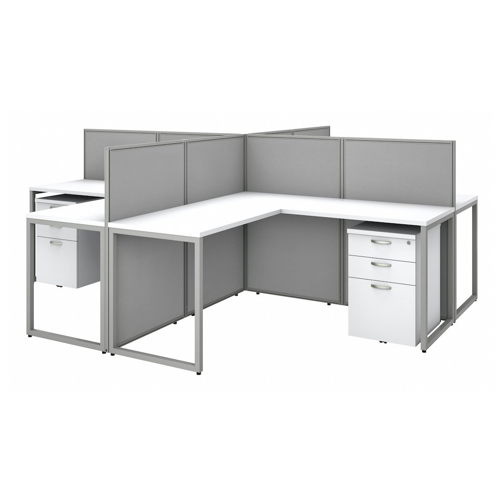 Easy Office 60W 4 Person L Shaped Cubicle Desk with Drawers and 45H Panels. Picture 1