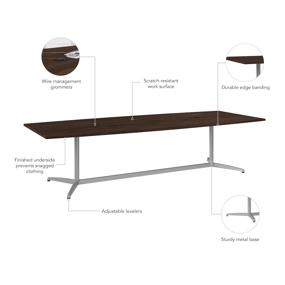 120W x 48D Boat Shaped Conference Table with Metal Base. Picture 6