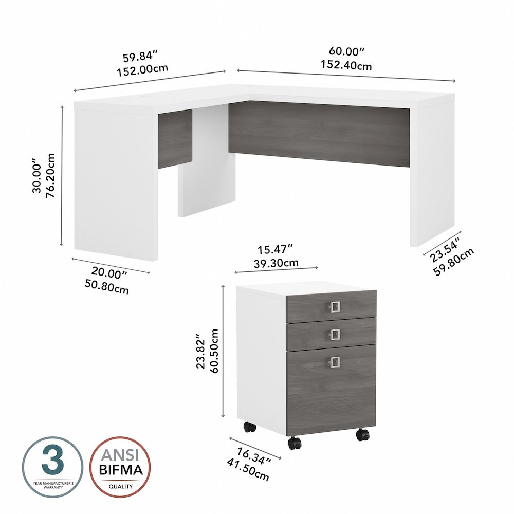 Echo L Shaped Desk with Mobile File Cabinet. Picture 10