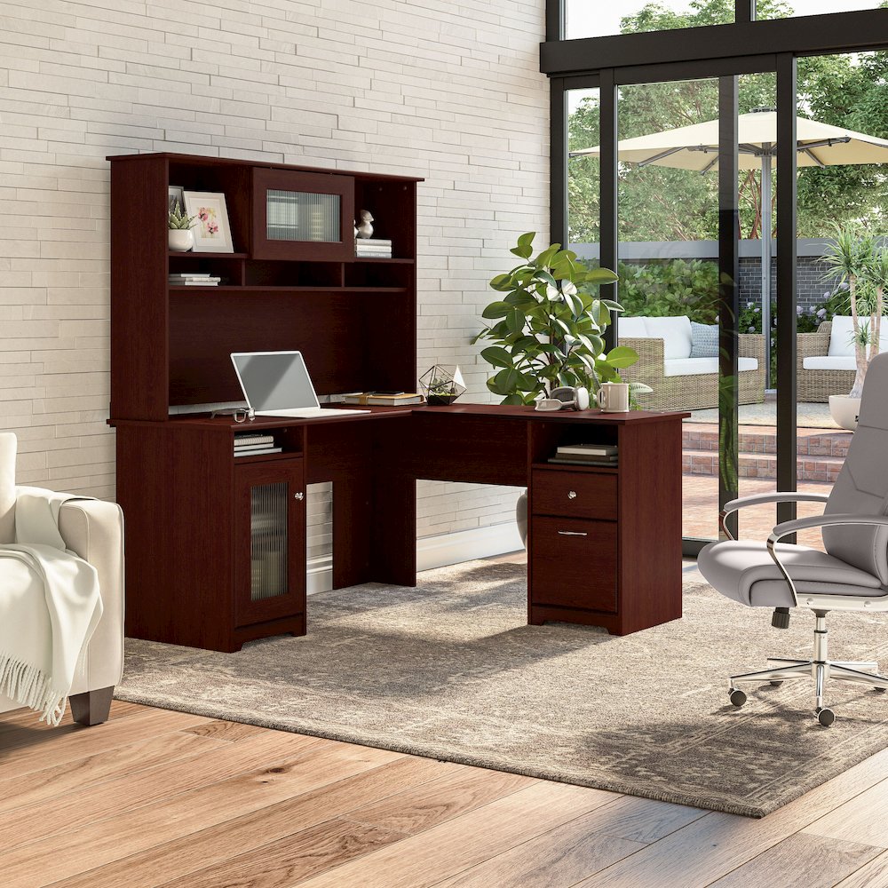 Cabot 60W L Shaped Computer Desk with Hutch and Storage. Picture 2