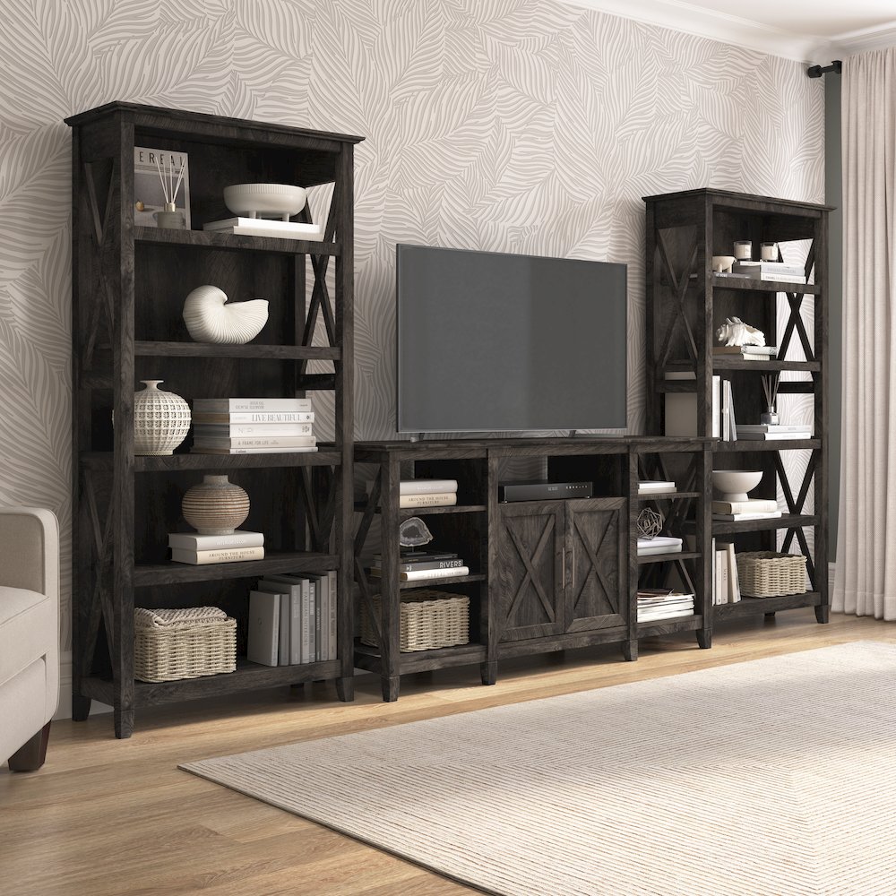 Key West Tall TV Stand with Set of 2 Bookcases. Picture 2