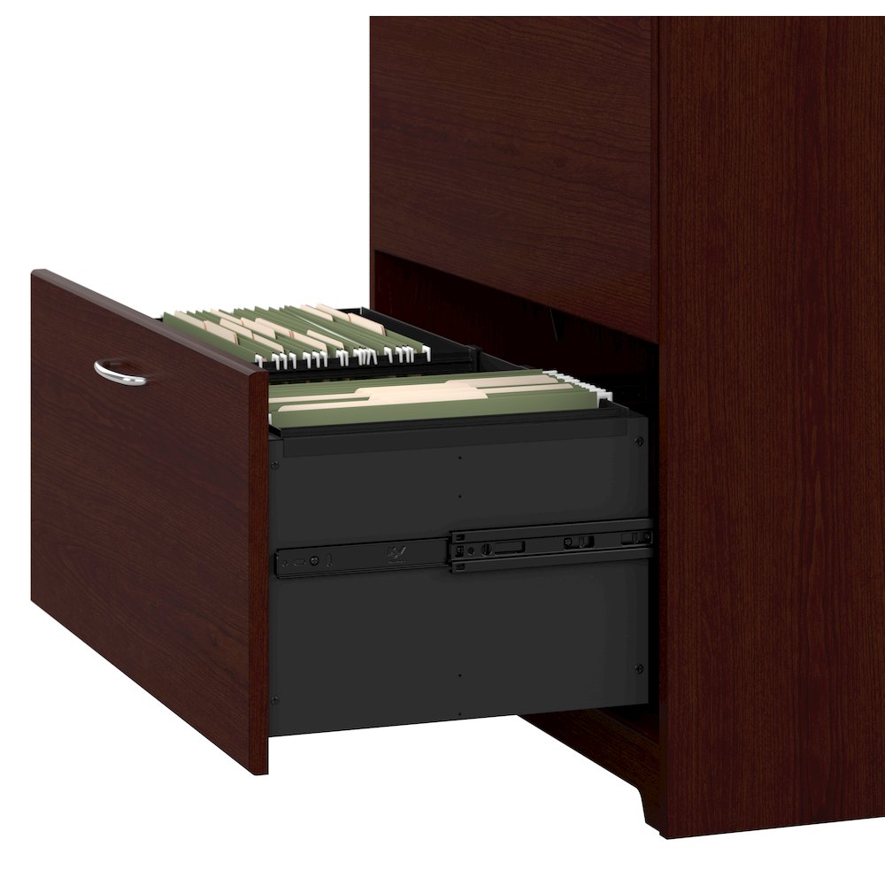 Cabot 60W L Shaped Computer Desk with Hutch, File Cabinet and Bookcase. Picture 5