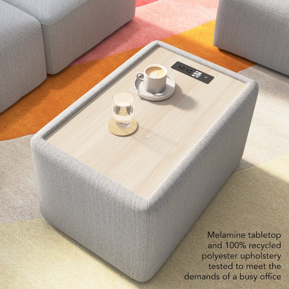 Assemble Modular Side Table with Charging Station in Fog Fabric. Picture 4