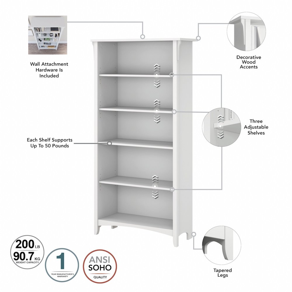 Salinas Tall 5 Shelf Bookcase. Picture 6