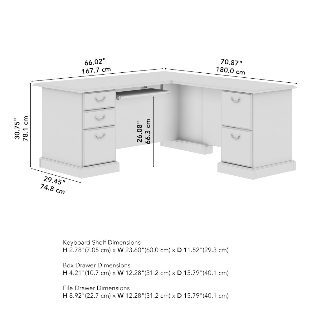 Arlington L Shaped Desk with Drawers and Keyboard Tray. Picture 9