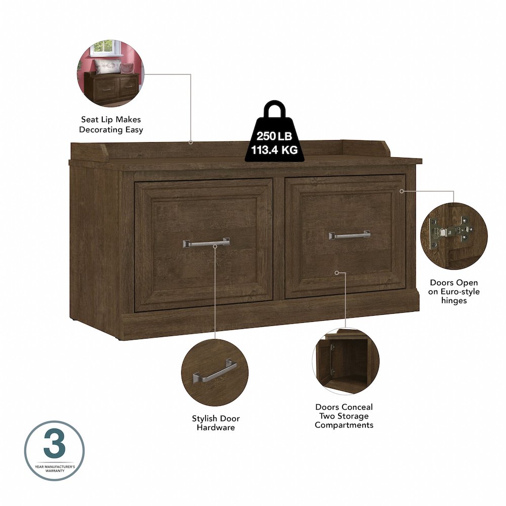 Woodland 40W Shoe Storage Bench with Doors. Picture 8