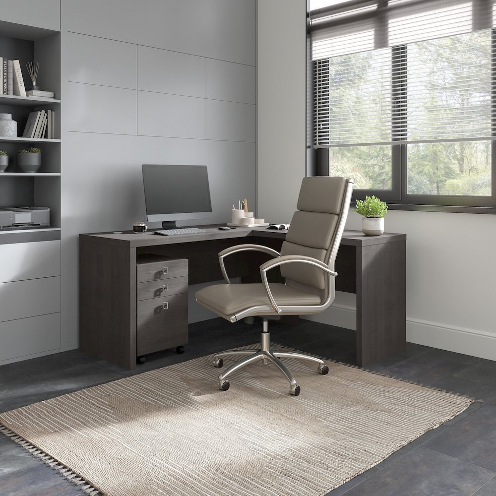 Echo L Shaped Desk with Mobile File Cabinet. Picture 2