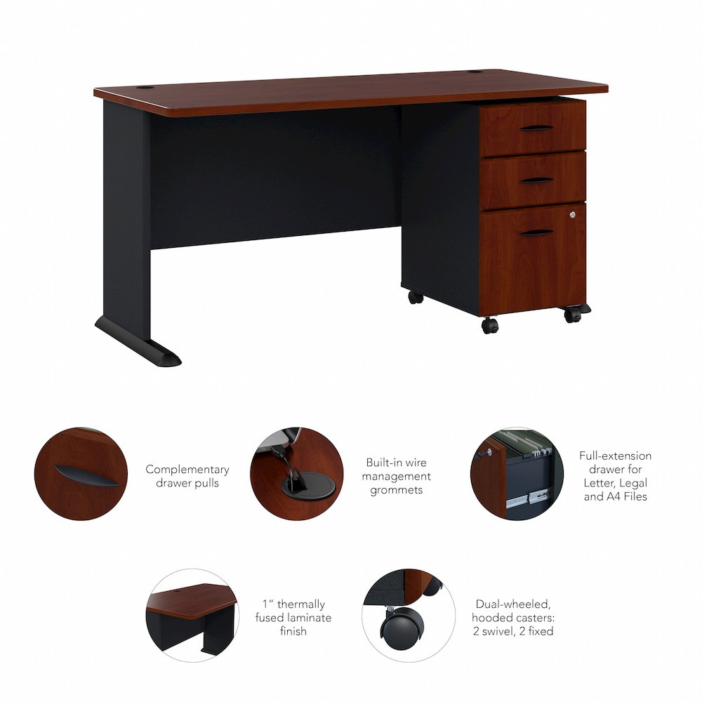 Series A 60W Desk with Mobile File Cabinet. Picture 8