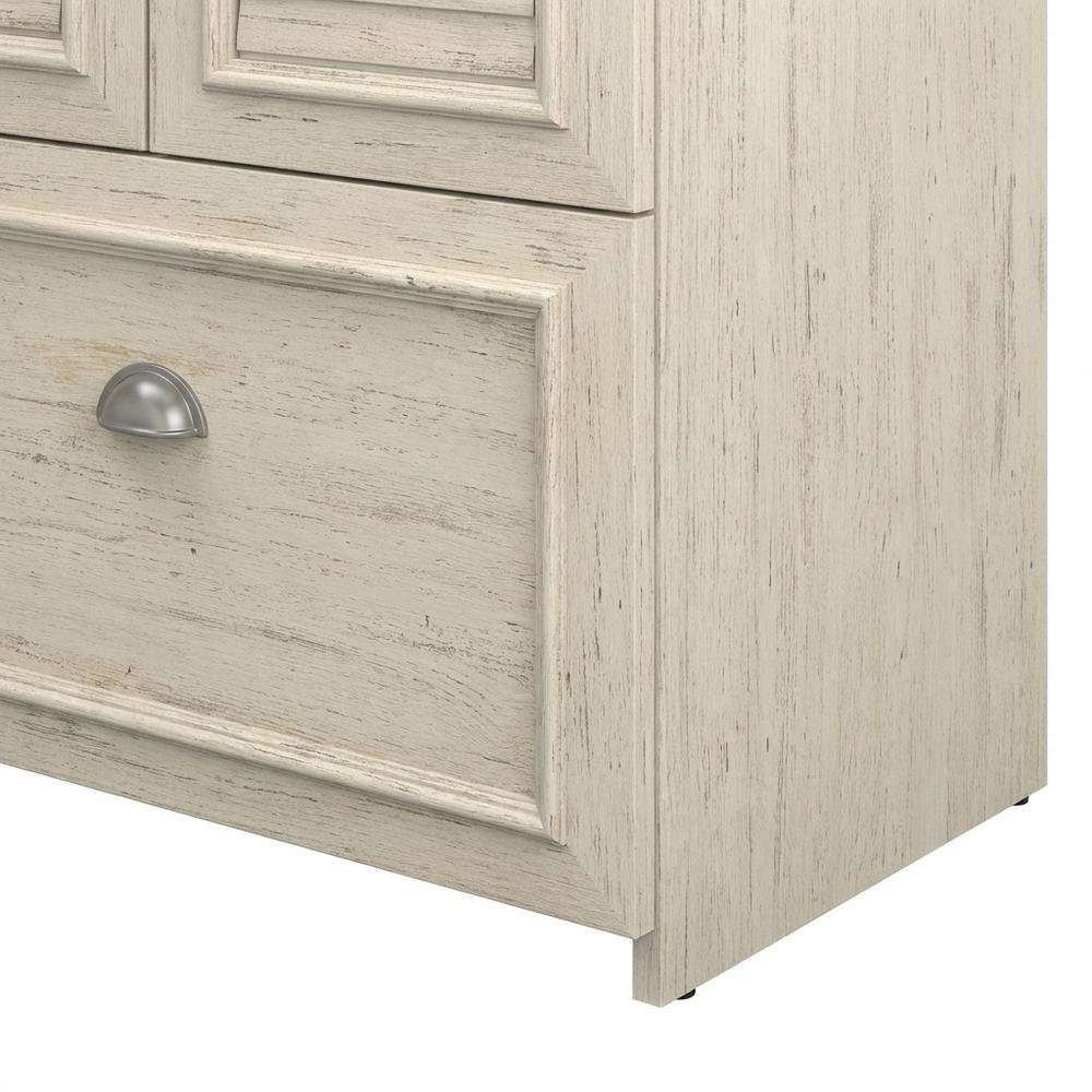 Ivory L-Shaped Desk with 2-Door Storage Cabinet and File Drawer for Home Office. Picture 6