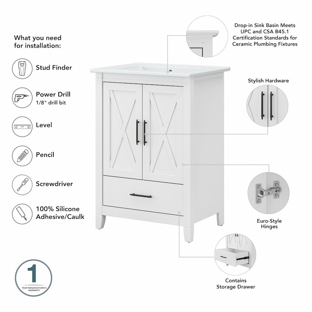 24W Bathroom Vanity Sink with Mirror and Over The Toilet Storage Cabinet. Picture 8